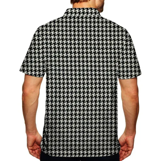 Online OUKU Men's Houndstooth Hawaiian Polo Shirts Golf Shirt Short Sleeve Polo Shirts Collared Shirts Casual Beach Wear Vacation Wear Party Outfits 3D Print Quarter Zip Polo Black