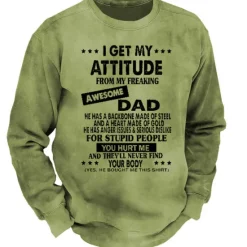 Hot OUKU Men's I Get My Attitude From My Freaking Awesome Dad Sweatshirt Pullover Lightweight Hoodie Long Sleeve Sweatshirt Crew Neck Designer Basic 3D Sports Outdoor Daily Spring Fall