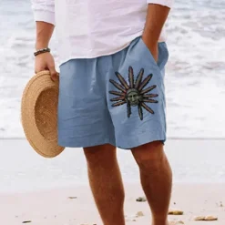 Hot OUKU Men's Indian Culture Shorts Summer Shorts Beach Shorts Mid Waist Hawaiian Casual Holiday St. Patrick's Day Drawstring Elastic Waist Print Designer Clothing Apparel