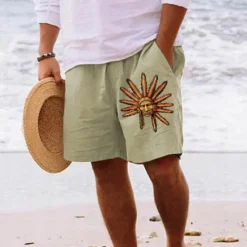 Hot OUKU Men's Indian Culture Shorts Summer Shorts Beach Shorts Mid Waist Hawaiian Casual Holiday St. Patrick's Day Drawstring Elastic Waist Print Designer Clothing Apparel