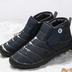Online OUKU Men's Insulated Winter Snow Boots – Waterproof Slip-On Ankle Boots with Faux Fur Lining, Anti-Slip Sole for Outdoor Hiking & Cold Weather