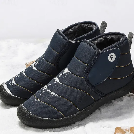Online OUKU Men's Insulated Winter Snow Boots – Waterproof Slip-On Ankle Boots with Faux Fur Lining, Anti-Slip Sole for Outdoor Hiking & Cold Weather