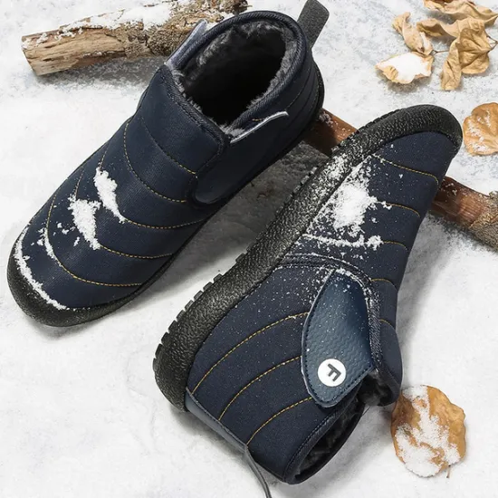 Online OUKU Men's Insulated Winter Snow Boots – Waterproof Slip-On Ankle Boots with Faux Fur Lining, Anti-Slip Sole for Outdoor Hiking & Cold Weather