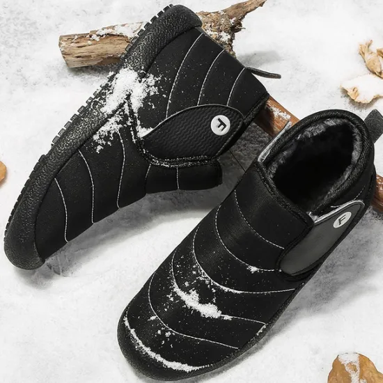 Online OUKU Men's Insulated Winter Snow Boots – Waterproof Slip-On Ankle Boots with Faux Fur Lining, Anti-Slip Sole for Outdoor Hiking & Cold Weather