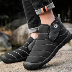 Online OUKU Men's Insulated Winter Snow Boots – Waterproof Slip-On Ankle Boots with Faux Fur Lining, Anti-Slip Sole for Outdoor Hiking & Cold Weather