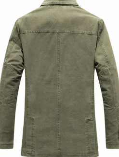 Hot OUKU Men's Jacket Blazer Sport Coat Work Business Warm Wearable Formal Style Spring Fall Solid Color Artistic / Retro Regular Brown black khaki Army Green Jacket
