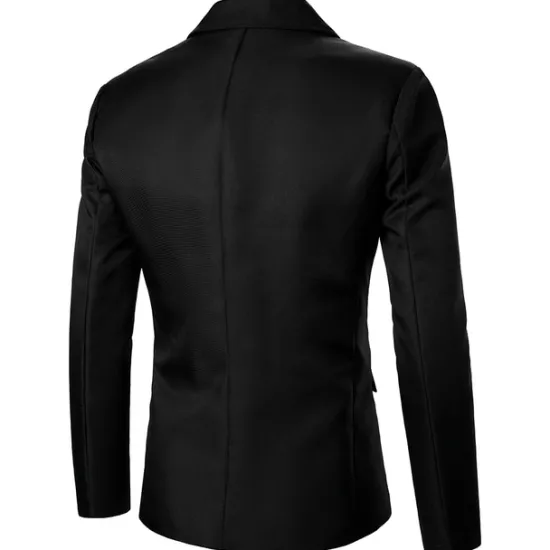 Online OUKU Men's Jacket Blazer Wedding Party Business Attire Spring Fall Solid Color Double Breasted Blazer Black White Pink Red