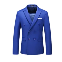 Online OUKU Men's Jacket Blazer Wedding Party Business Attire Spring Fall Solid Color Double Breasted Blazer Black White Pink Red