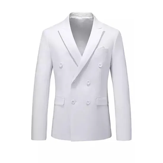 Online OUKU Men's Jacket Blazer Wedding Party Business Attire Spring Fall Solid Color Double Breasted Blazer Black White Pink Red