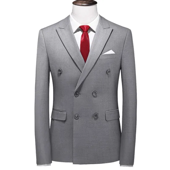 Online OUKU Men's Jacket Blazer Wedding Party Business Attire Spring Fall Solid Color Double Breasted Blazer Black White Pink Red