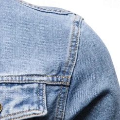 Online OUKU Men's Jean Jacket Denim Jacket Casual Daily Windbreaker Classic Style Denim Spring & Fall Fall & Winter Solid / Plain Color Casual Lapel Regular Black Dark Blue Light Blue Jacket