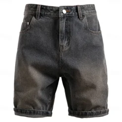 Sale OUKU Men's Jeans Denim Shorts Buttons Pocket Gradient Knee Length Outdoor Vacation Casual Vacation Vintage Blue Grey Micro-elastic