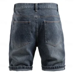 Sale OUKU Men's Jeans Denim Shorts Buttons Pocket Gradient Knee Length Outdoor Vacation Casual Vacation Vintage Blue Grey Micro-elastic