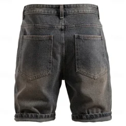 Sale OUKU Men's Jeans Denim Shorts Buttons Pocket Gradient Knee Length Outdoor Vacation Casual Vacation Vintage Blue Grey Micro-elastic
