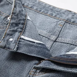 Sale OUKU Men's Jeans Denim Shorts Buttons Pocket Gradient Knee Length Outdoor Vacation Casual Vacation Vintage Blue Grey Micro-elastic