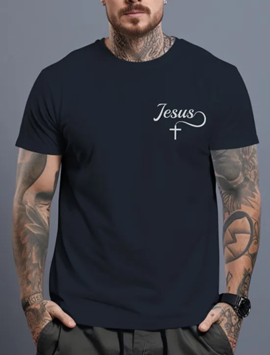 Outlet OUKU Men's Jesus T Shirt Tee Top Cotton Short Sleeve Graphic Shirt Black White Burgundy Comfortable Tee Sports Outdoor Holiday Fashion Designer Clothing