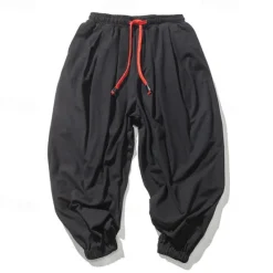 Outlet OUKU Men's Joggers Linen Pants Trousers Summer Pants Beach Pants Drawstring Elastic Waist Drop Crotch Plain Daily Gym Streetwear Casual Hip-Hop Loose Fit Black White
