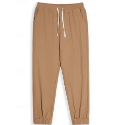 Clearance OUKU Men's Joggers Linen Pants Trousers Summer Pants Casual Pants Pocket Drawstring Elastic Waist Plain Comfort Breathable Home Daily Holiday Basic Casual Black White Inelastic