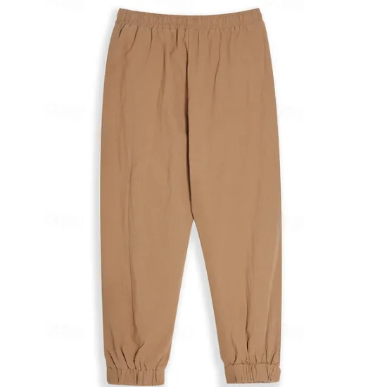 Clearance OUKU Men's Joggers Linen Pants Trousers Summer Pants Casual Pants Pocket Drawstring Elastic Waist Plain Comfort Breathable Home Daily Holiday Basic Casual Black White Inelastic