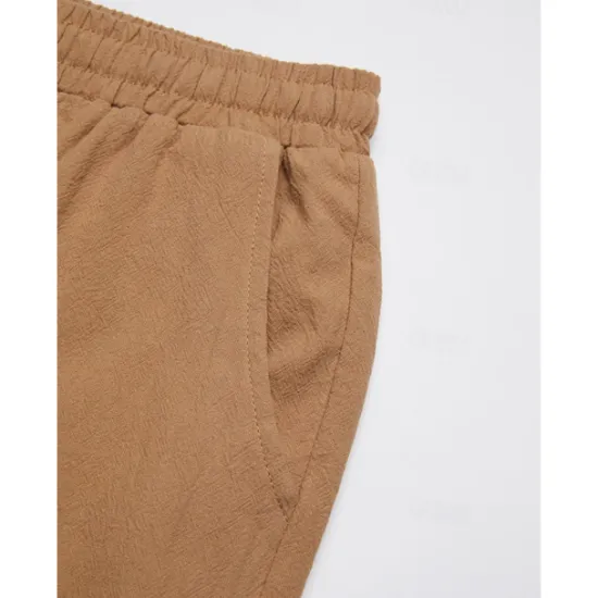 Clearance OUKU Men's Joggers Linen Pants Trousers Summer Pants Casual Pants Pocket Drawstring Elastic Waist Plain Comfort Breathable Home Daily Holiday Basic Casual Black White Inelastic