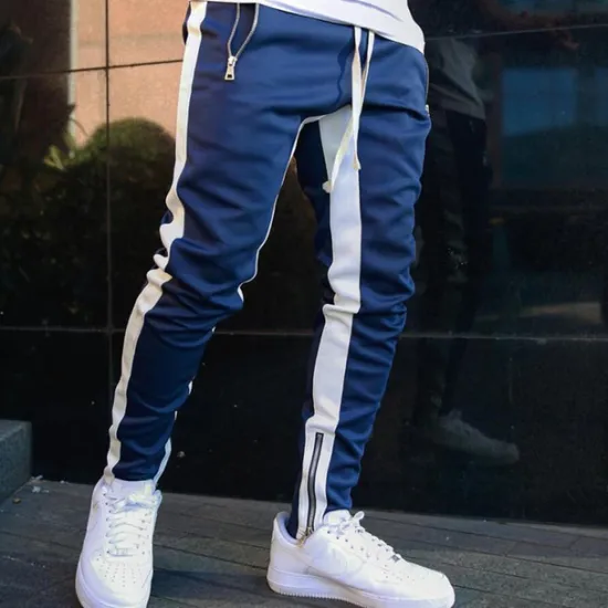 Clearance OUKU Men's Joggers Sweatpants Zipper Pocket Ankle Zippers Bottoms Athletic Athleisure Spring Breathable Moisture Wicking Soft Fitness Gym Workout Running Sportswear Activewear Color Block Red Navy Blue