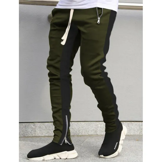 Clearance OUKU Men's Joggers Sweatpants Zipper Pocket Ankle Zippers Bottoms Athletic Athleisure Spring Breathable Moisture Wicking Soft Fitness Gym Workout Running Sportswear Activewear Color Block Red Navy Blue