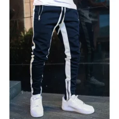 Clearance OUKU Men's Joggers Sweatpants Zipper Pocket Ankle Zippers Bottoms Athletic Athleisure Spring Breathable Moisture Wicking Soft Fitness Gym Workout Running Sportswear Activewear Color Block Red Navy Blue