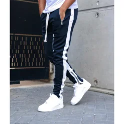 Clearance OUKU Men's Joggers Sweatpants Zipper Pocket Ankle Zippers Bottoms Athletic Athleisure Spring Breathable Moisture Wicking Soft Fitness Gym Workout Running Sportswear Activewear Color Block Red Navy Blue