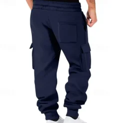 Outlet OUKU Men's Joggers Trousers Cargo Sweatpants Pocket Drawstring Elastic Waist Plain Comfort Sports Outdoor Daily Fashion Casual Black White Micro-elastic