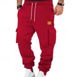 Outlet OUKU Men's Joggers Trousers Cargo Sweatpants Pocket Drawstring Elastic Waist Plain Comfort Sports Outdoor Daily Fashion Casual Black White Micro-elastic