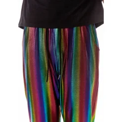 OUKU Men's Joggers Trousers Casual Pants Sequin Pants Drawstring Elastic Waist Shiny Metallic Solid Color Full Length Club Nightclub Disco Lights Casual Trousers Loose Fit Silver Black Micro-elastic