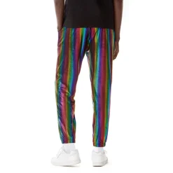 Hot OUKU Men's Joggers Trousers Casual Pants Sequin Pants Drawstring Elastic Waist Shiny Metallic Solid Color Full Length Club Nightclub Disco Lights Casual Trousers Loose Fit Silver Black Micro-elastic