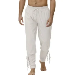 Outlet OUKU Men's Joggers Trousers Casual Pants Drawstring Elastic Waist Solid Color Stage Streetwear Fashion Punk & Gothic Loose Fit Black White