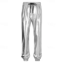Best OUKU Men's Joggers Trousers Casual Pants Pocket Drawstring Elastic Waist Plain Comfort Stage Vacation Fashion Casual Silver Black Micro-elastic