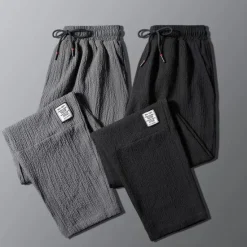 Online OUKU Men's Joggers Trousers Casual Pants Drawstring Elastic Waist Straight Leg Solid Color Comfort Breathable Casual Daily Streetwear Sports Fashion Black Green Micro-elastic