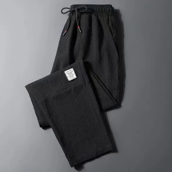 Online OUKU Men's Joggers Trousers Casual Pants Drawstring Elastic Waist Straight Leg Solid Color Comfort Breathable Casual Daily Streetwear Sports Fashion Black Green Micro-elastic
