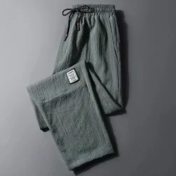 New OUKU Men's Joggers Trousers Casual Pants Drawstring Elastic Waist Straight Leg Solid Color Comfort Breathable Casual Daily Streetwear Sports Fashion Black Green Micro-elastic