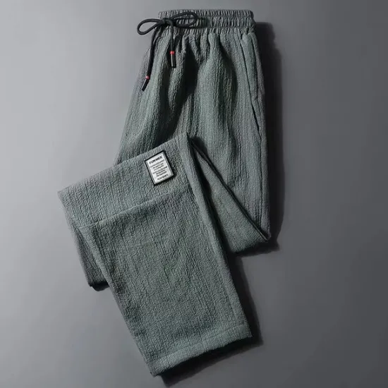 New OUKU Men's Joggers Trousers Casual Pants Drawstring Elastic Waist Straight Leg Solid Color Comfort Breathable Casual Daily Streetwear Sports Fashion Black Green Micro-elastic