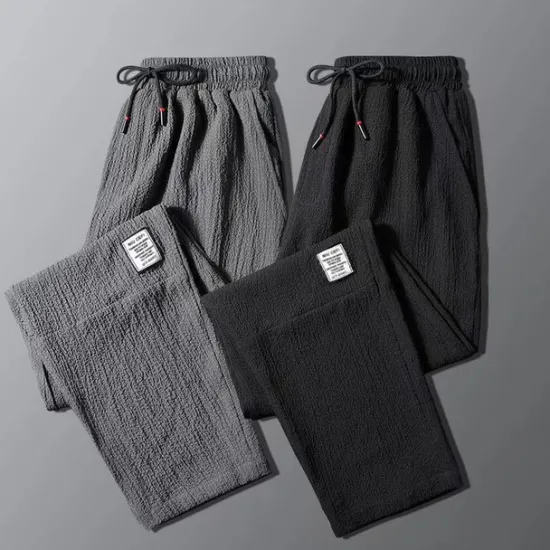 New OUKU Men's Joggers Trousers Casual Pants Drawstring Elastic Waist Straight Leg Solid Color Comfort Breathable Casual Daily Streetwear Sports Fashion Black Green Micro-elastic