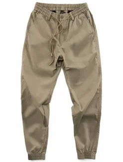 Discount OUKU Men's Joggers Trousers Chinos Casual Pants Pocket Elastic Waist Plain Comfort Breathable Outdoor Daily Going out Fashion Casual Black Army Green