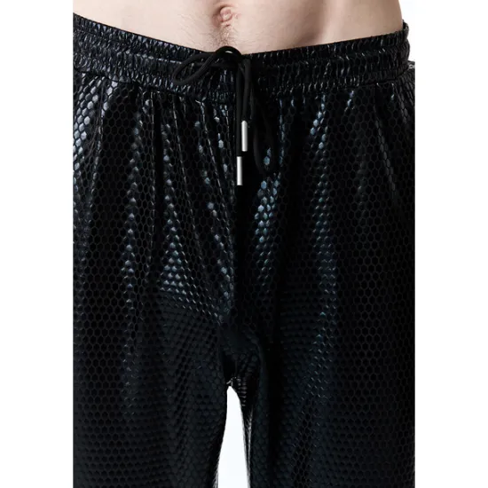 Clearance OUKU Men's Joggers Trousers Chinos Casual Pants Sequin Pants Drawstring Elastic Waist Shiny Metallic Solid Color Nightclub Disco Lights Casual Hip Hop Silver Black