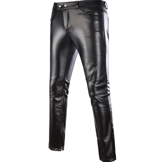 Clearance OUKU Men's Joggers Trousers Faux Leather Pants Casual Pants Pocket Solid Color Comfort Breathable Holiday Club Streetwear Sports Fashion Silver Black Micro-elastic