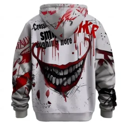 Online OUKU Men's Joker Clown Hoodies Sweatshirt Fashion Cool Long Sleeve Crew Neck Party Holiday Streetwear Drawstring Fall Winter Designer White