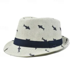 Online OUKU Men's Kentucky Derby Hat Sun Hat Party Hat White khaki Cotton Fashion Casual Street Daily Fish Sunscreen Breathable