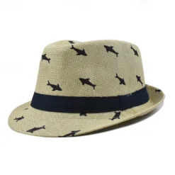 Online OUKU Men's Kentucky Derby Hat Sun Hat Party Hat White khaki Cotton Fashion Casual Street Daily Fish Sunscreen Breathable