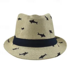 Online OUKU Men's Kentucky Derby Hat Sun Hat Party Hat White khaki Cotton Fashion Casual Street Daily Fish Sunscreen Breathable