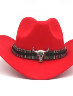 Online OUKU Men's Kentucky Derby Hat Sun Hat Cowboy Hat Fedora Trilby Hat Black Red Cotton / Polyester Blend Vintage Style Fashion 18th Century State of Texas Daily Theme Party Solid / Plain Color Sunscreen