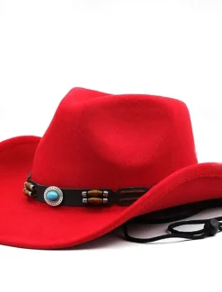 Discount OUKU Men's Kentucky Derby Hat Sun Hat Cowboy Hat Fedora Trilby Hat Black Wine Woolen Vintage Style Fashion 18th Century State of Texas Daily Theme Party Solid / Plain Color Sunscreen Cosplay