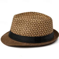 Clearance OUKU Men's Kentucky Derby Hat Sun Hat Bowler Hat Black khaki Licorice Fashion Casual Street Daily Color Block Geometic Sunscreen Breathable