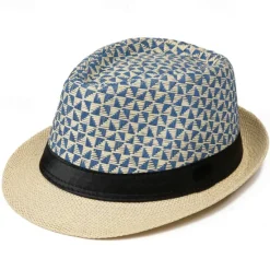 Clearance OUKU Men's Kentucky Derby Hat Sun Hat Bowler Hat Black khaki Licorice Fashion Casual Street Daily Color Block Geometic Sunscreen Breathable